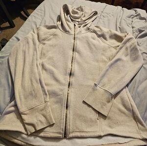 Athletic Beige Zip-Up Hoodie
